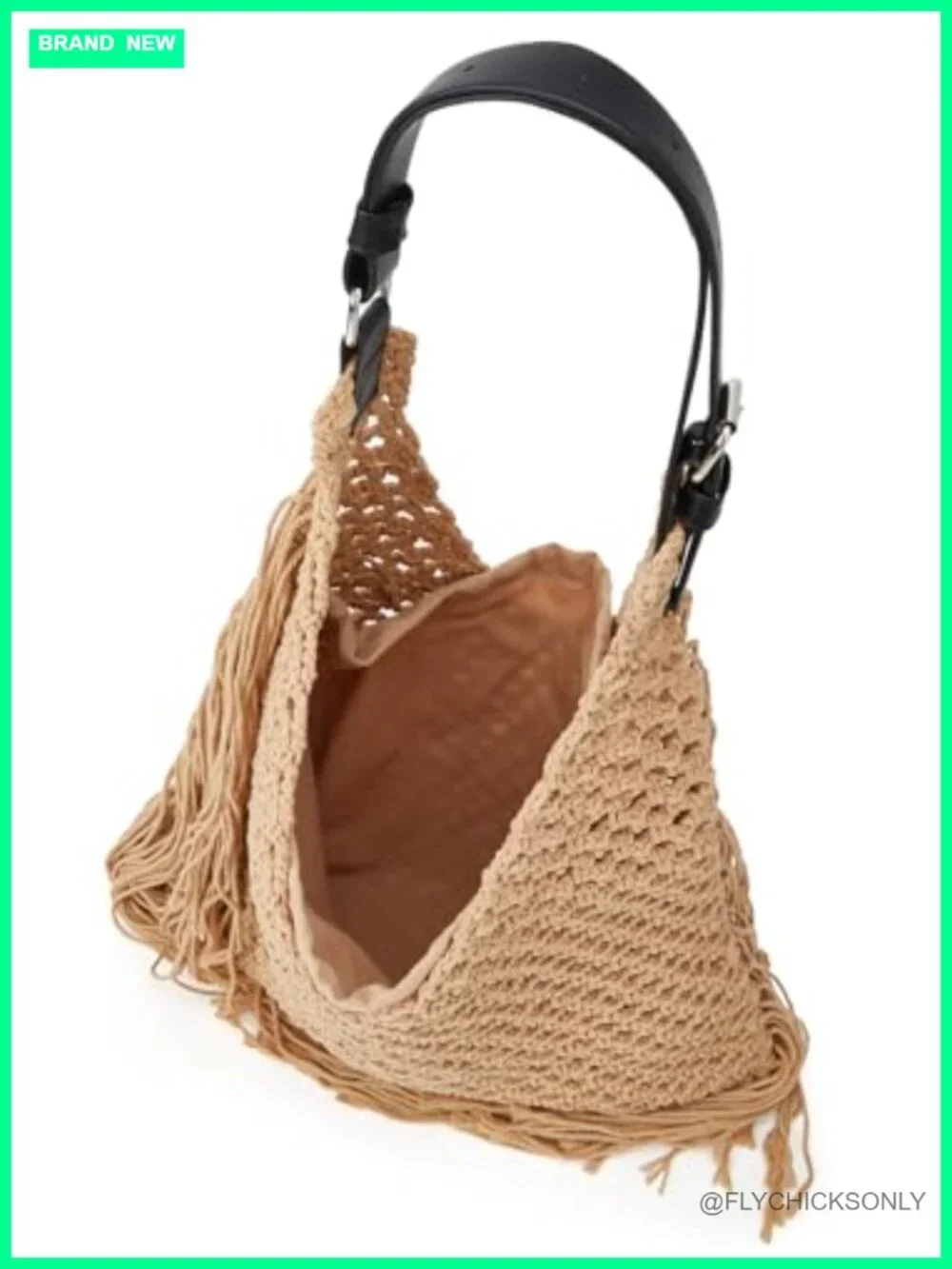 Crochet Shoulder Bag Fringe Hollow Woven Hobo Tote Handbag Large Travel Beach